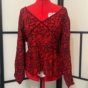 Knox Rose Red and Black Floral Design